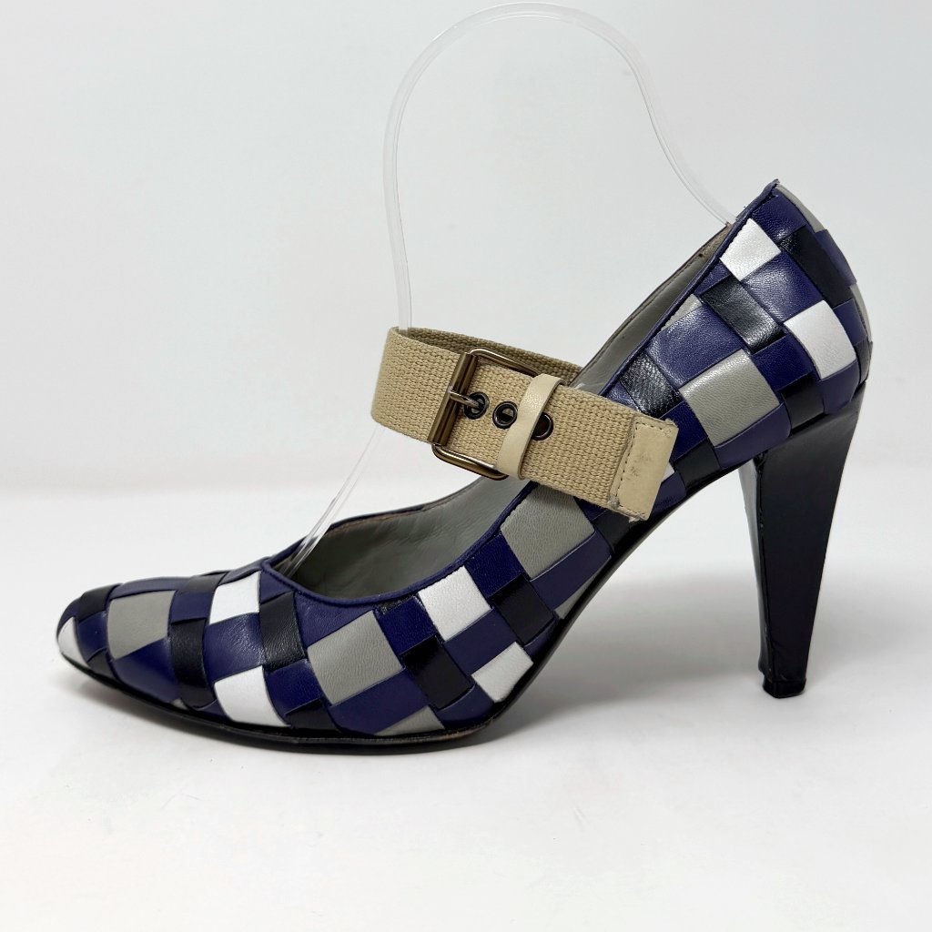 Vintage Miu Miu Woven Mary Jane Pumps 36.5 Purple Y2k Designer Heels